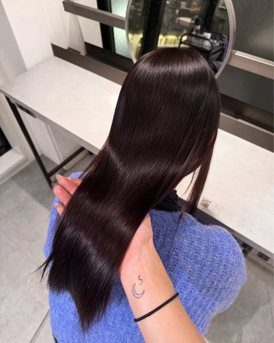 ロング カラー 縮毛矯正 レイヤーカット 韓国ヘアayameのヘアスタイル