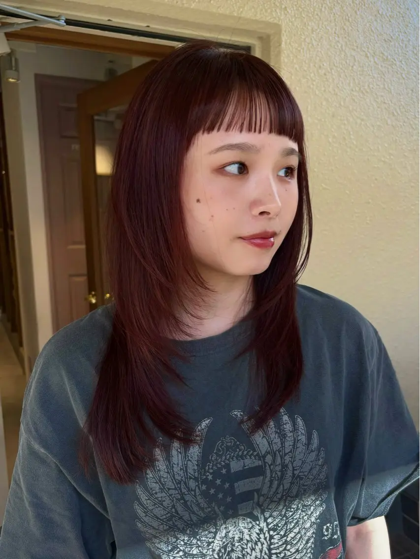 ロング カラー カット ヘアカラー トリートメント mei|顔まわり ×透明感カラーのヘアスタイル