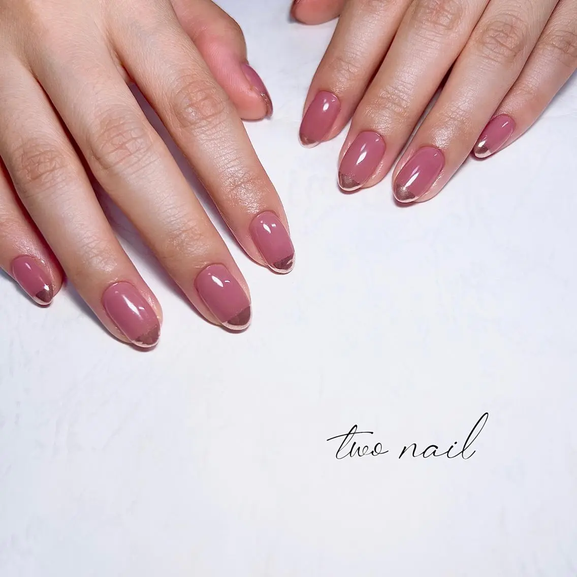 ネイル アートネイル ブラウン フットネイル ハート ニュアンスネイル two nailのネイルデザイン