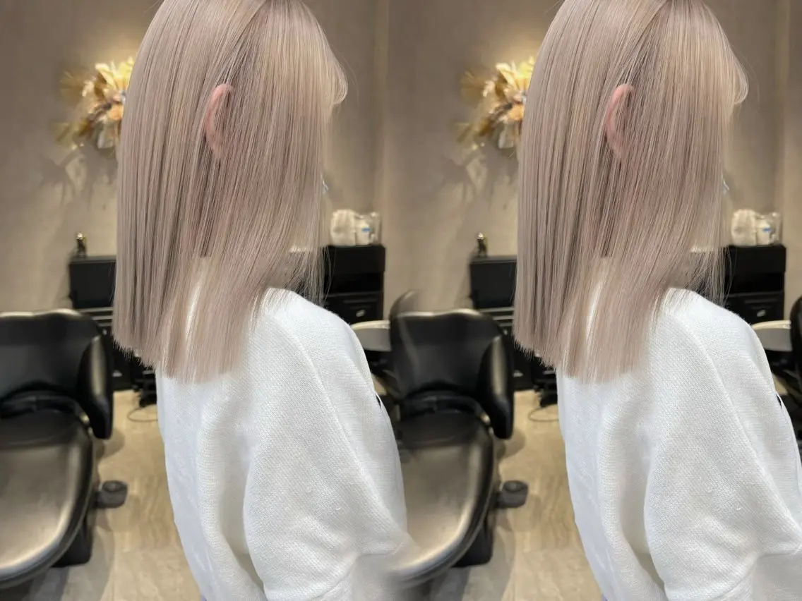 セミロング ヘアカラー トリートメント 透明感カラー 韓国ヘア本郷のヘアスタイル