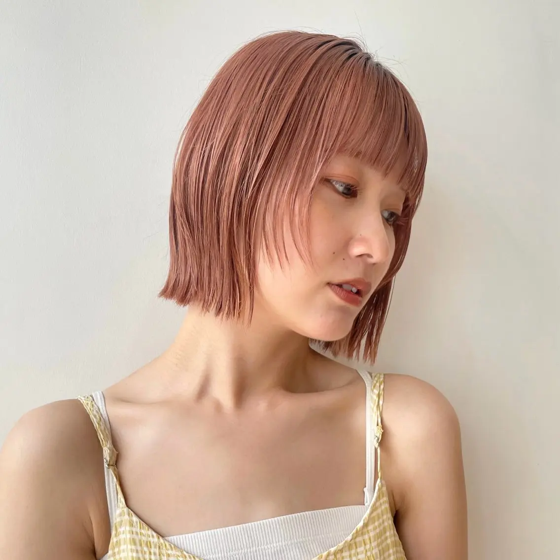ショート カラー オレンジ ピンクカラー ボブ 顔まわり🥨レイヤー /透明感/水口舞奈のヘアスタイル