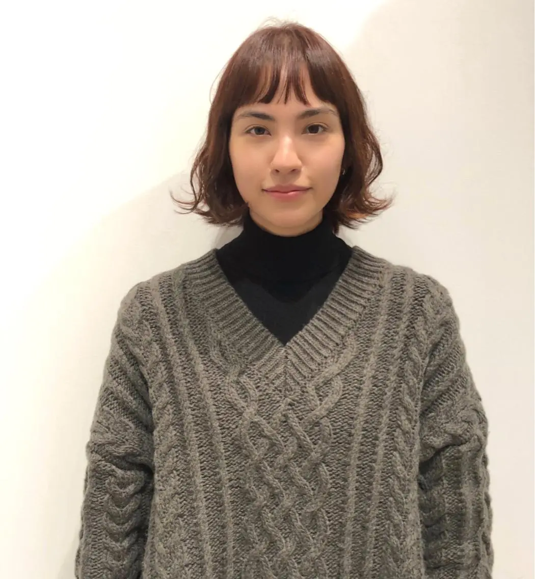 ミディアム カラー パーマ カット ヘアカラー トリートメント ショート/ボブ ⌒shioriのヘアスタイル