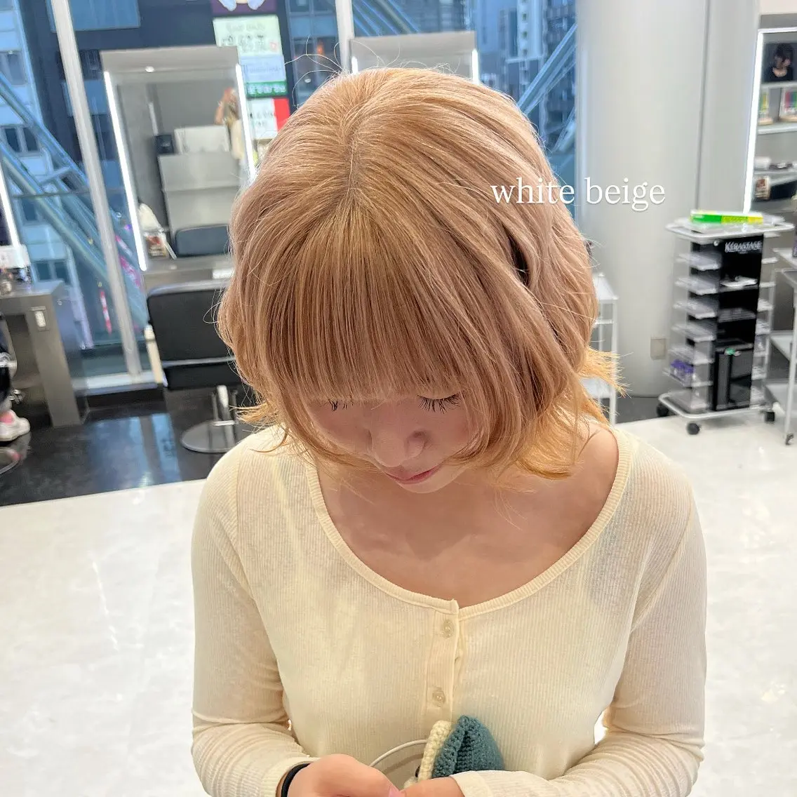 【🎀6月限定🎀】【*ダメージ減/髪色明るく★】ダブルカラー(ケアブリーチ+カラー＋ケアトリートメント)＋韓国巻き🤍の写真