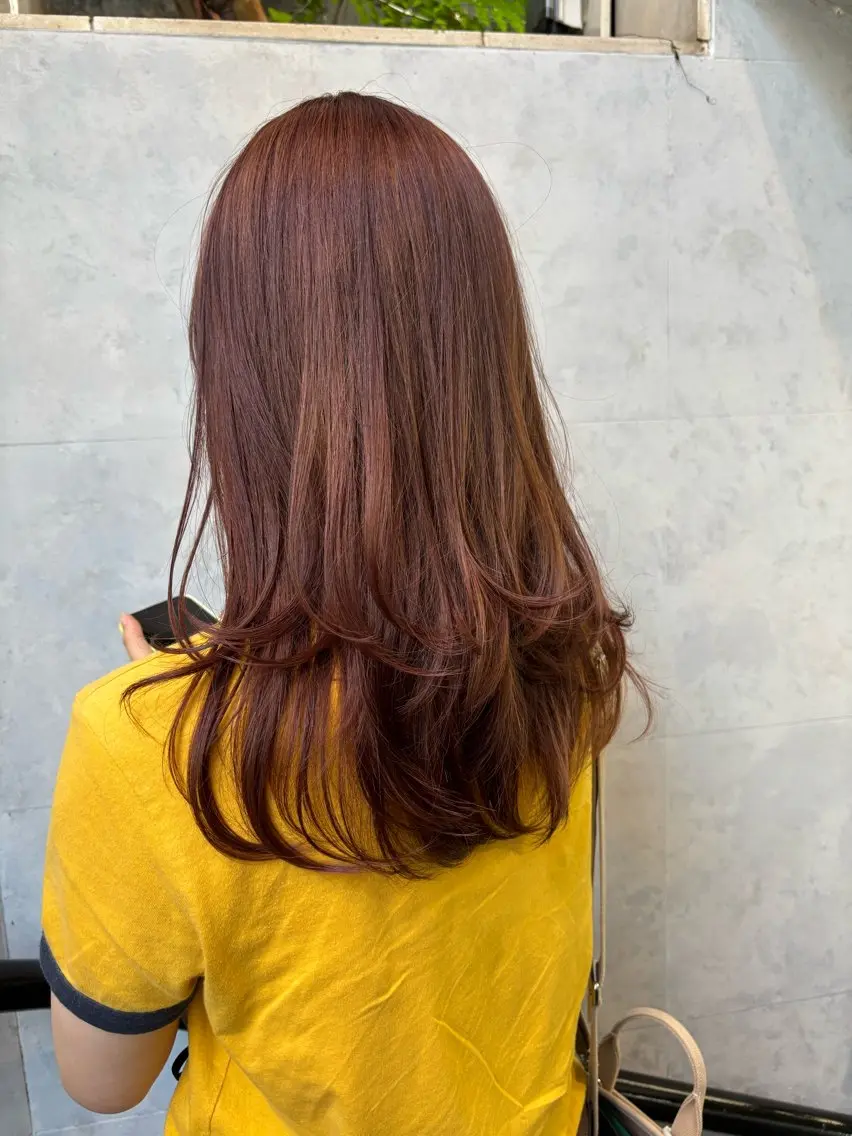 セミロング カラー ブリーチ ブラウンカラー レイヤーカット カット ヘアカラー ボブ×レイヤーカット 透明感カラー/Fuuのヘアスタイル