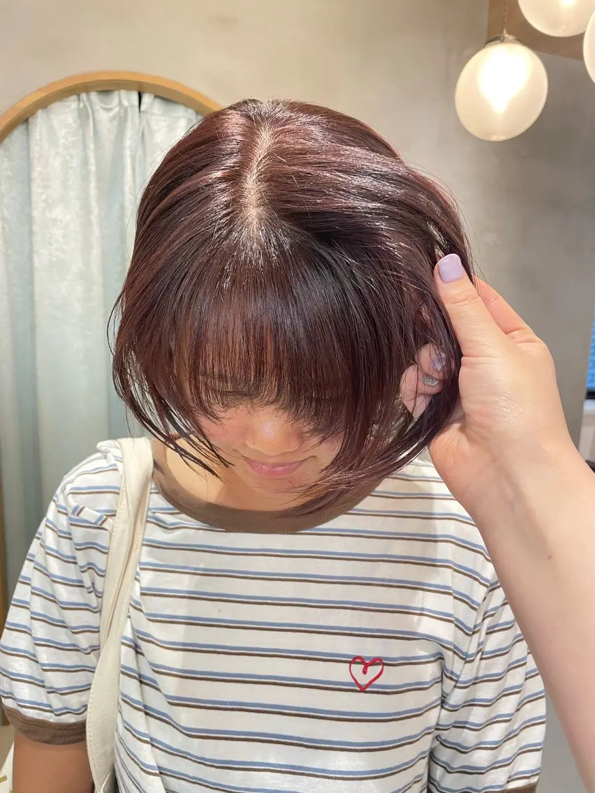 ショート カラー カット ヘアカラー トリートメント オリーブベージュ/ボ ブ縮毛矯正たまき🧡のヘアスタイル