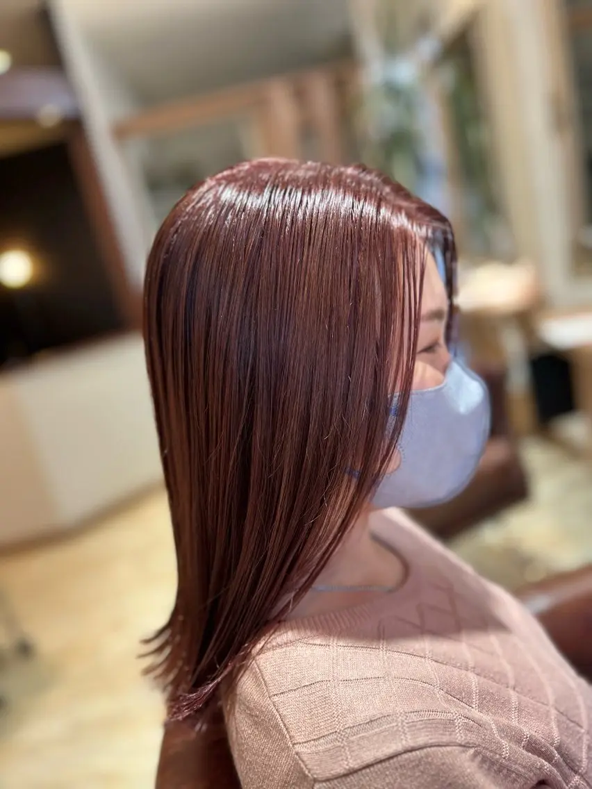ミディアム カラー ブリーチ ダブルカラー ブリーチなしカラー ピンクカラー 高木 みよのヘアスタイル