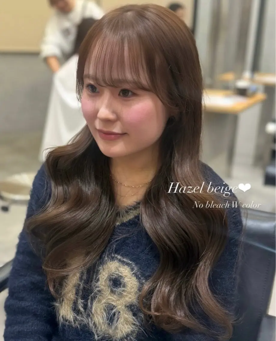 ロング カット ヘアカラー トリートメント Mirai/ 艶カラー/暖色カラーのヘアスタイル