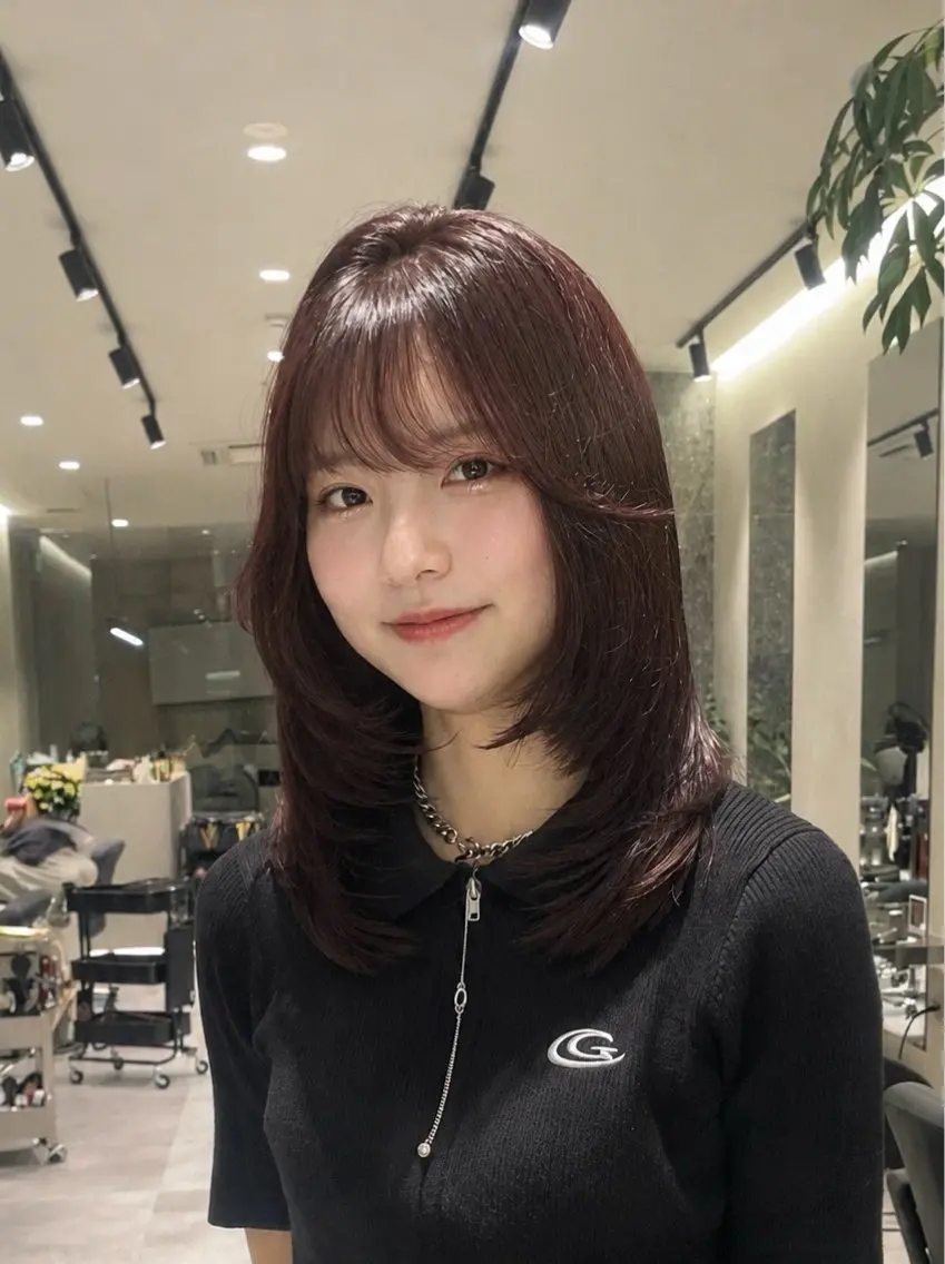 ロング カット ヘアカラー トリートメント 神戸レイヤーカット 顔周り／骨格診断のヘアスタイル
