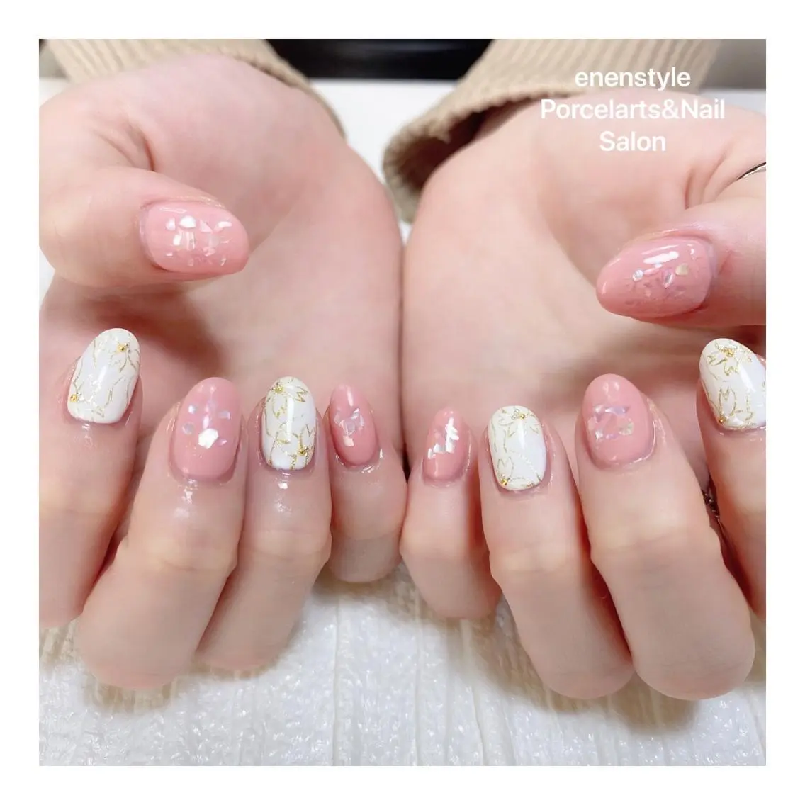 ミディアム ネイル ハンドネイル 🐾enen style 🐾のネイルデザイン