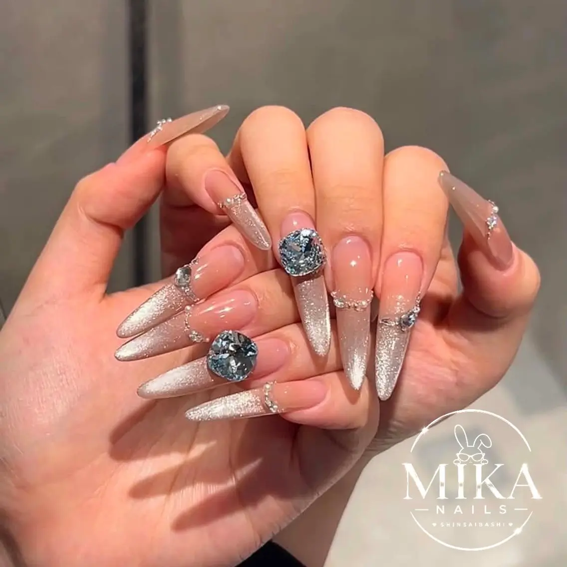 ネイル 韓国ネイル ロングネイル マグネットネイル 持ち込み スカルプネイル ハンドネイル ハンドケア ちみ＿Mika Nails 心斎橋のネイルデザイン