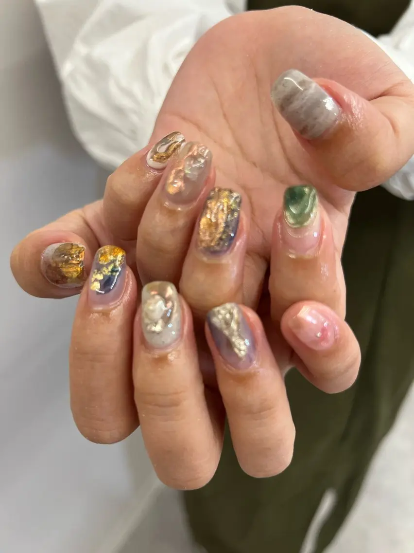 ネイル ジェルネイル マグネットネイル ミラーネイル ニュアンスネイル パラジェル ハンドネイル ハンドケア Bana_ Nailのネイルデザイン