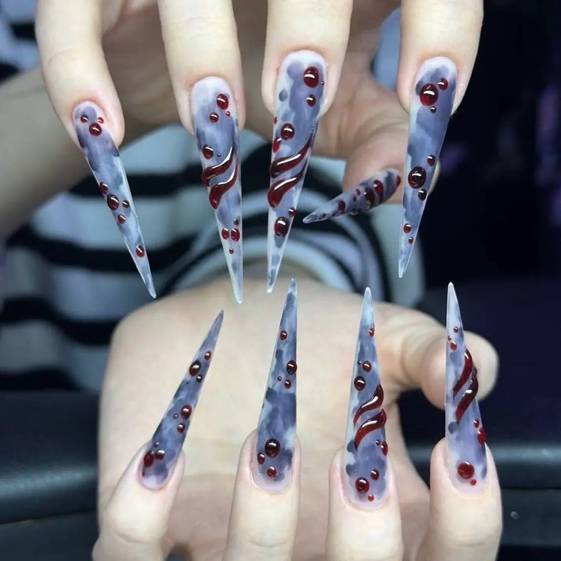 ネイル ジェルネイル 韓国ネイル ロングネイル ニュアンスネイル パープル ハンドネイル Umee Nailのネイルデザイン
