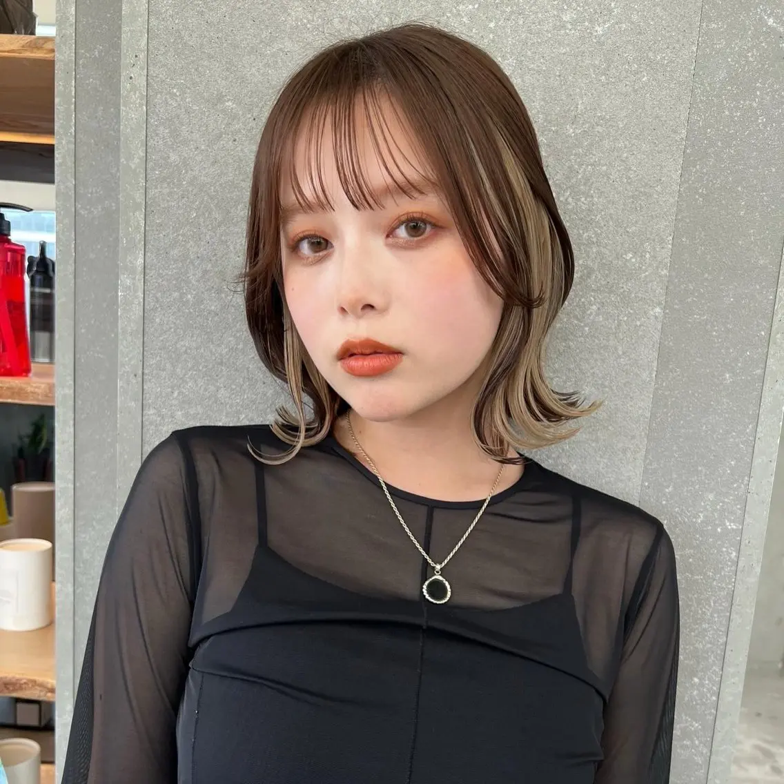 ミディアム ボブ カット ヘアカラー トリートメント 透明感カラー 中嶋 将城のヘアスタイル