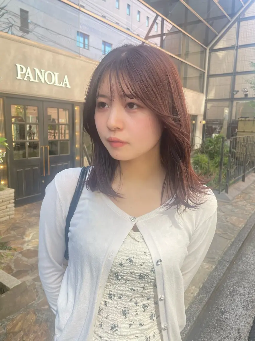 ミディアム カラー ヘアカラー トリートメント mei|顔まわり ×透明感カラーのヘアスタイル