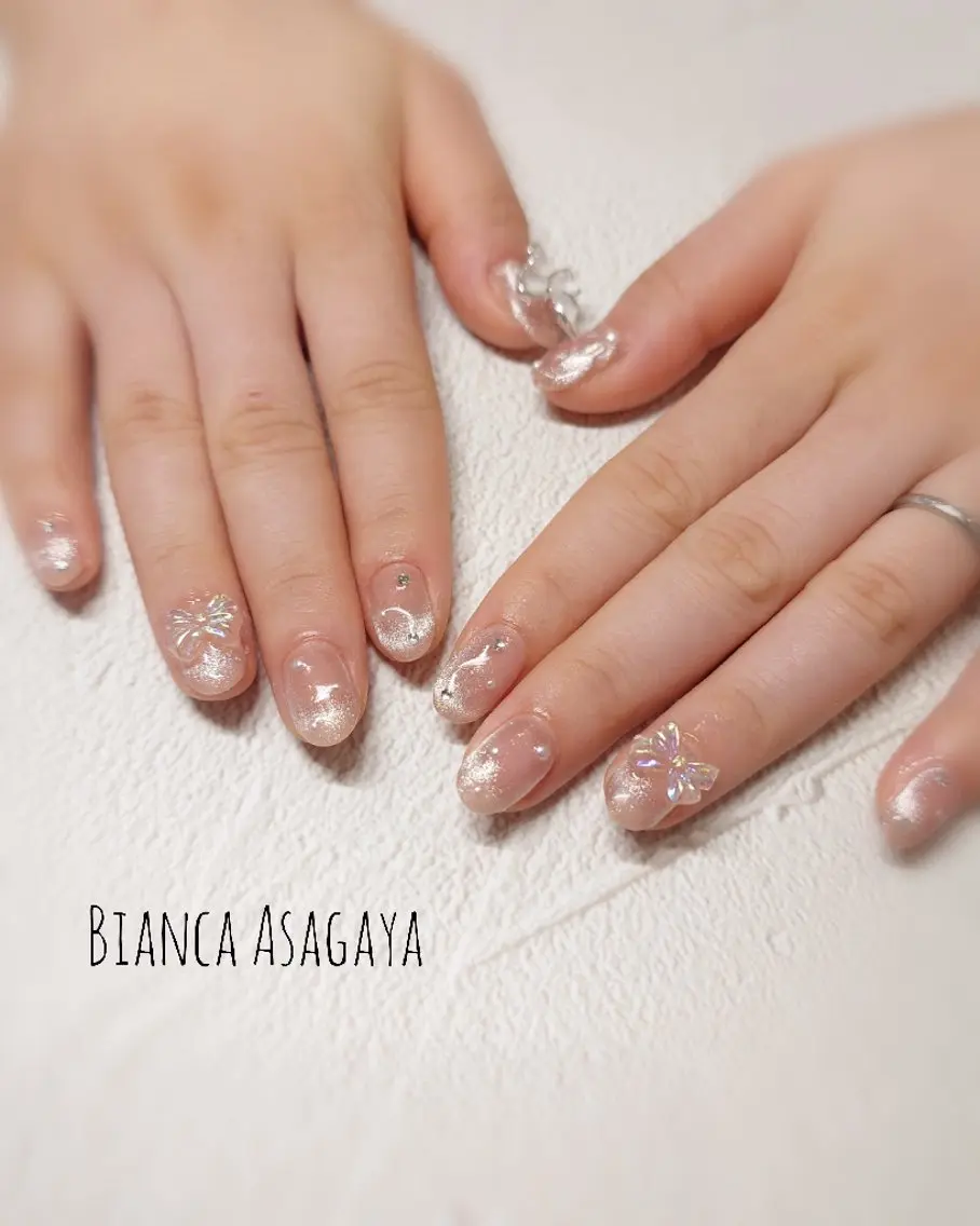 ネイル フレンチネイル マグネットネイル マグネットフレンチ 持ち込み ワンホンネイル Bianca TANAKAのネイルデザイン