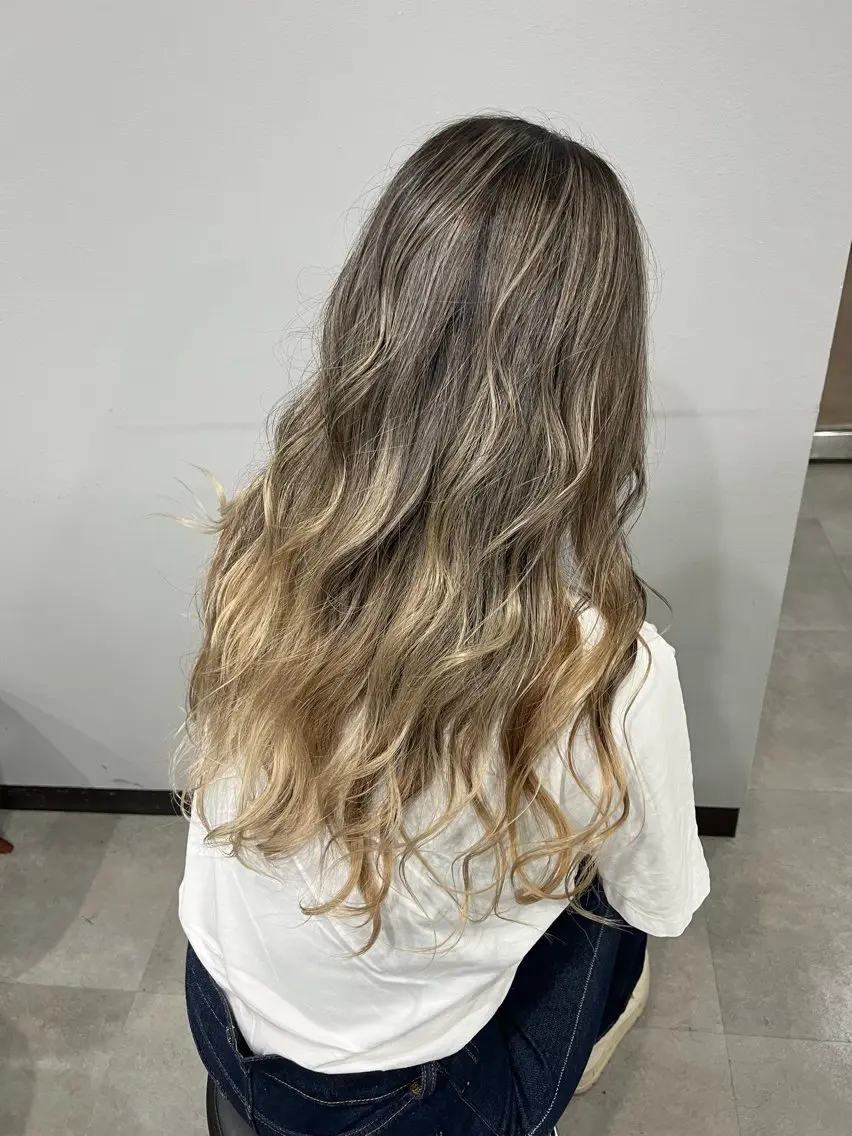 ロング カラー バレイヤージュ グラデーションカラー レイヤーカット 寺嶋 貴大のヘアスタイル