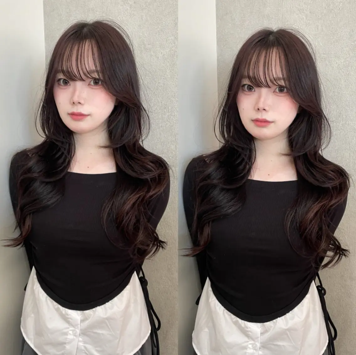 ロング ハッシュカット🖤✨ 顔周り/韓国ヘアのヘアスタイル