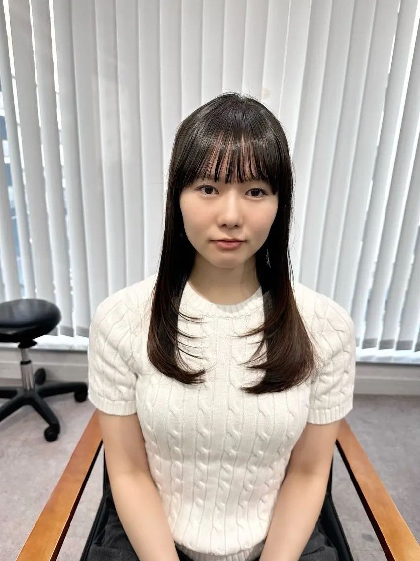 ロング カラー パーマ ヘアアレンジ メンズ キッズ カット 縮毛矯正 レイヤーカット／ 巻ける縮毛矯正のヘアスタイル