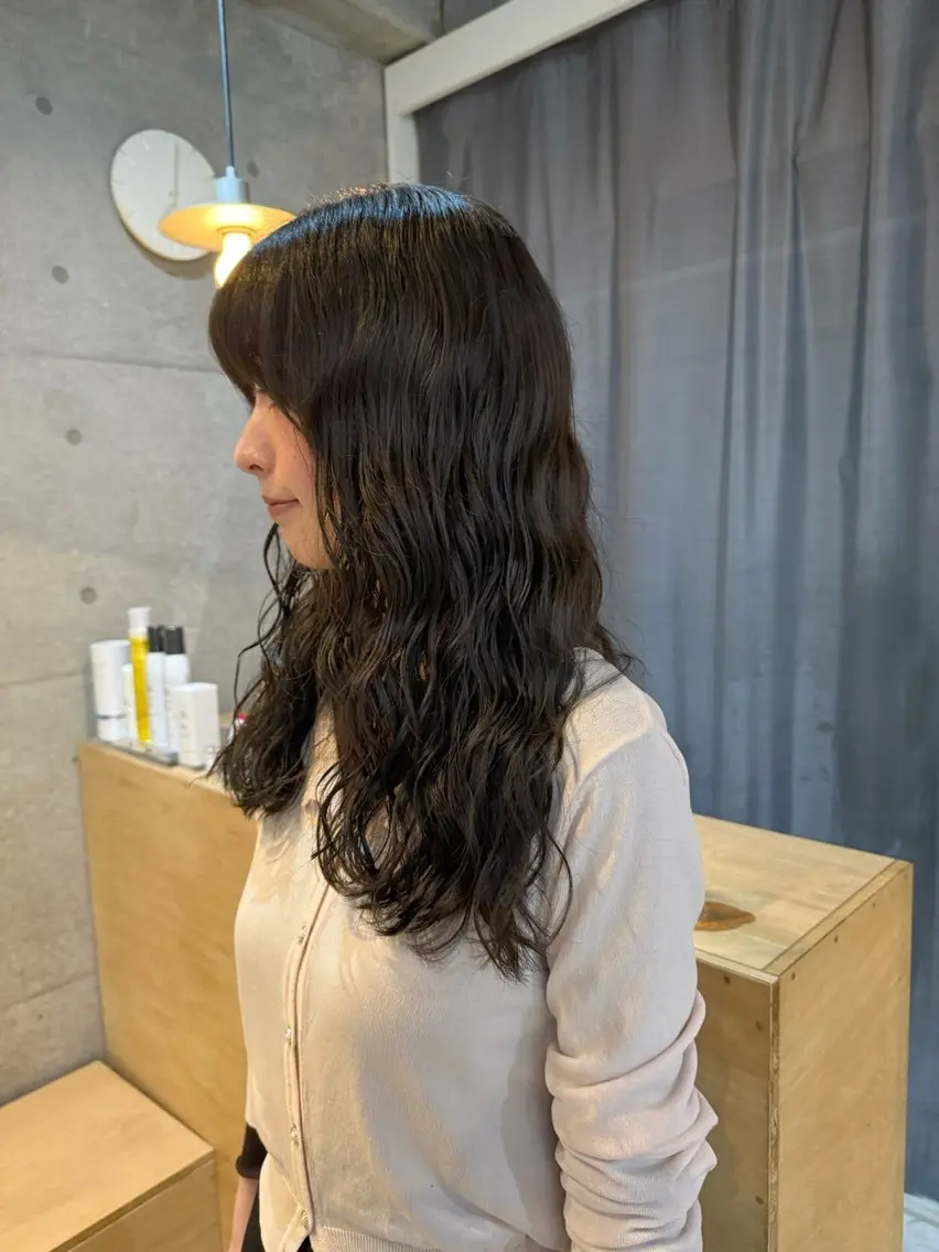 セミロング 🌿朝5分でお洒落 パーマスタイル🌿のヘアスタイル