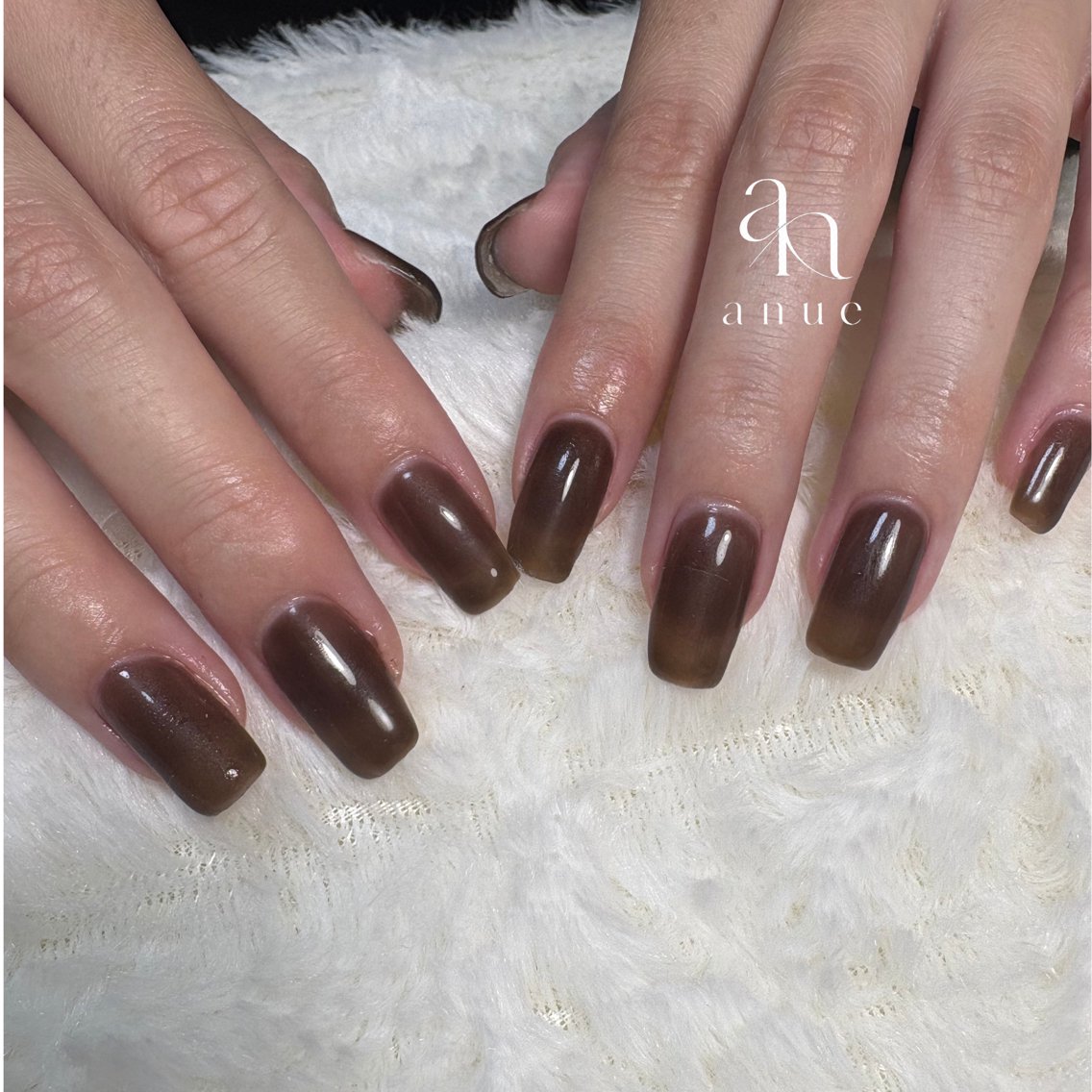 ネイル ブラウン ワンカラーネイル シンプルネイル ハンドネイル nail salon anueのネイルデザイン
