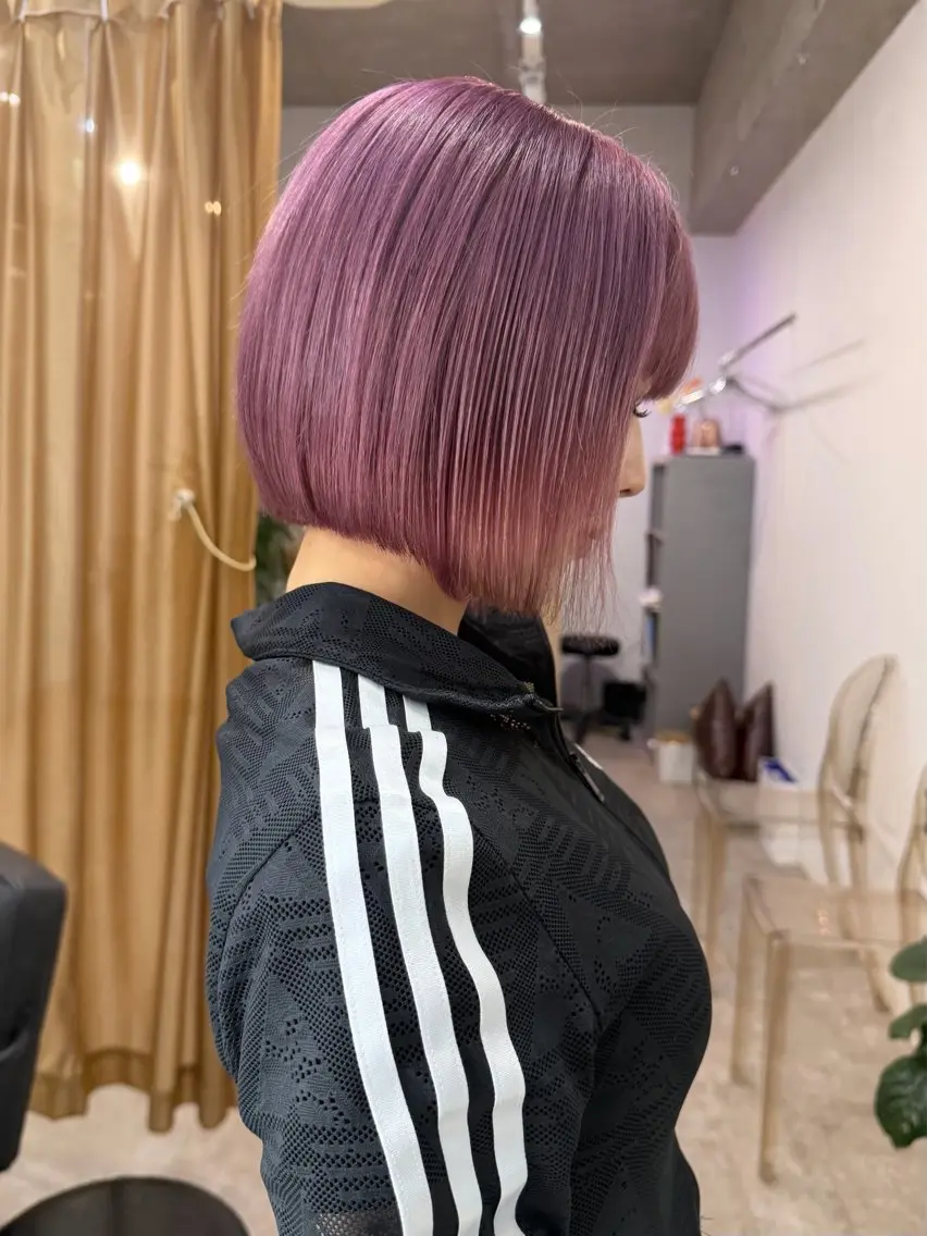 ミディアム カラー ラベンダーカラー ピンクカラー ピンクラベンダー ボブ ヘアカラー SHOTO ハイトー ン/ブロンドカラーのヘアスタイル