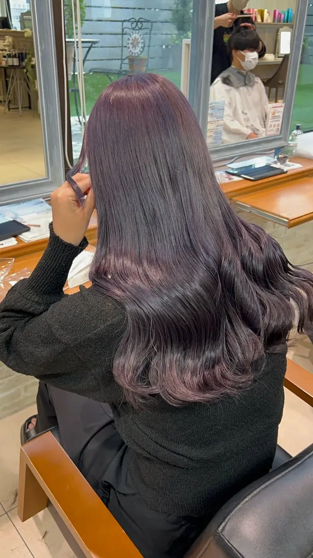 ロング カラー パーマ ヘアアレンジ ブリーチ グレージュ ラベンダーカラー ラベンダーグレージュ ラベンダーグレー ボブ/レイヤー/ nanamiのヘアスタイル