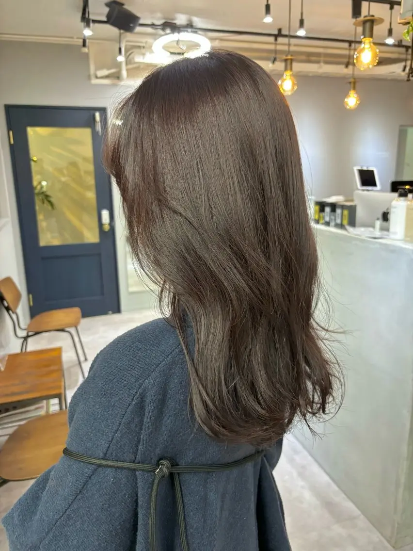 ミディアム カラー ブラウンカラー パープルカラー パープルブラウン きよはらちさき🍑 柔らかカラー🌱🫧のヘアスタイル