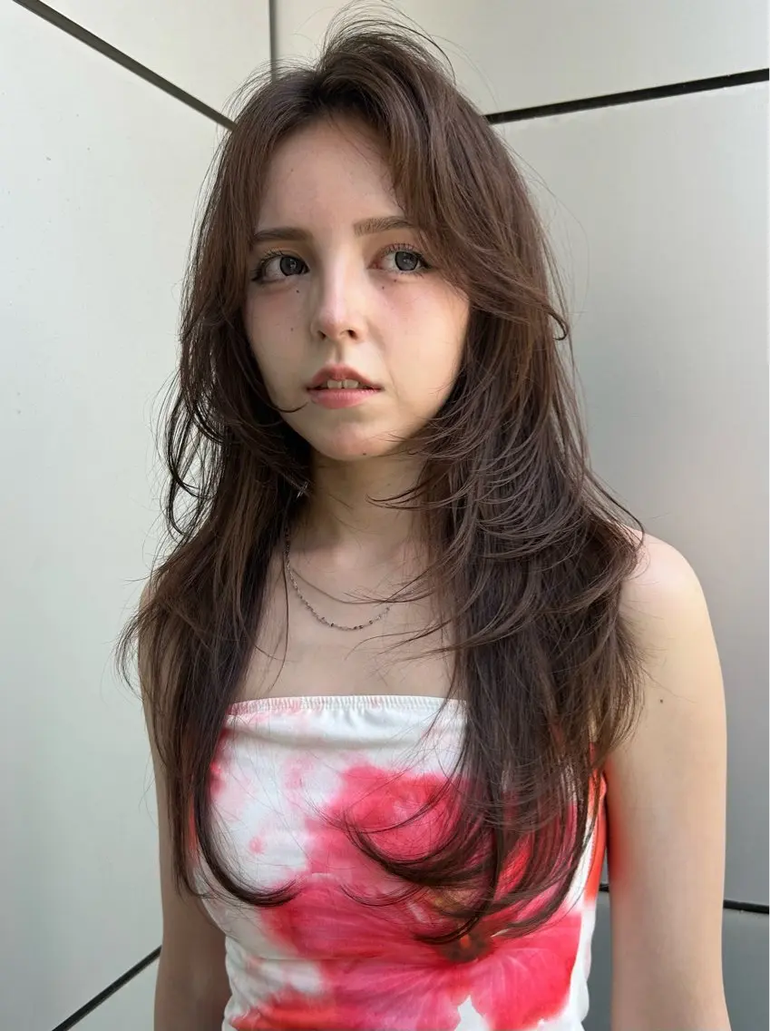 ロング カラー カット ヘアカラー トリートメント 🍒ハイレイヤー🍒 海外ヘア🍒Momoのヘアスタイル