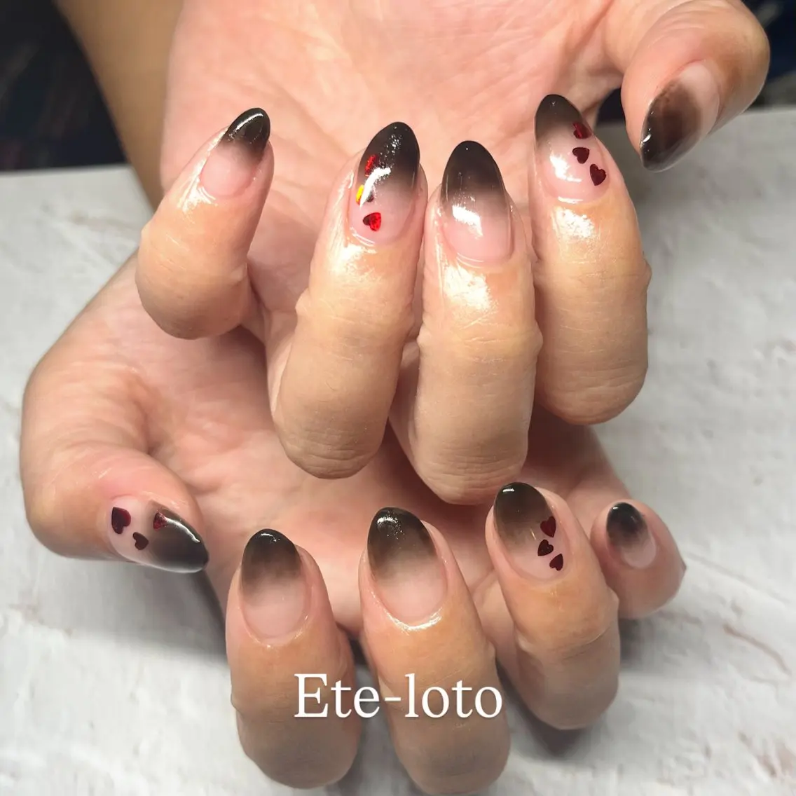ネイル グラデーション ハート ハンドネイル nail bar Ete-lotoのネイルデザイン