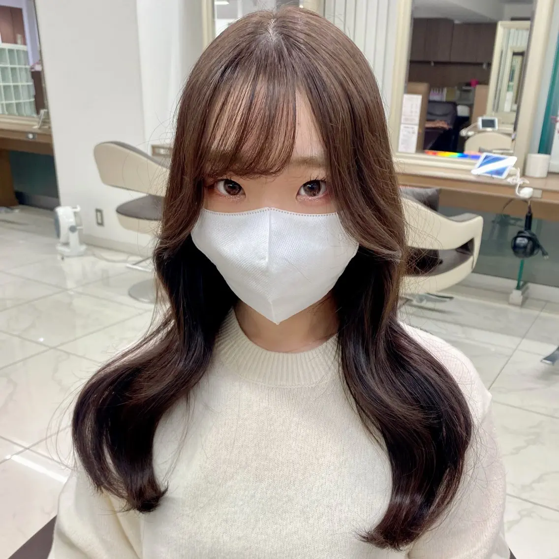 ロング カラー ブラウンカラー 透明感カラー ヘアカラー トリートメント 長妻莉央/縮毛矯正 髪質改善カラーのヘアスタイル