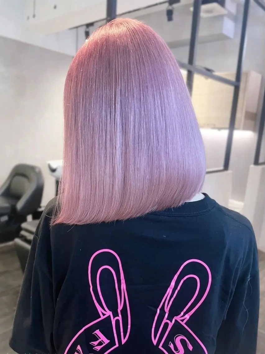 ミディアム カラー ブリーチ ケアブリーチ ピンクカラー トリートメント カット ヘアカラー トリートメント hisano / ハイトーン・透明感のヘアスタイル