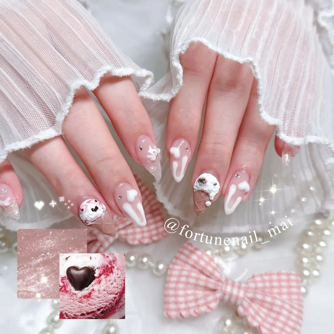 ネイル アートネイル 氷ネイル・うるうるネイル ハンドネイル 🎀Mai 🎀✩.のネイルデザイン