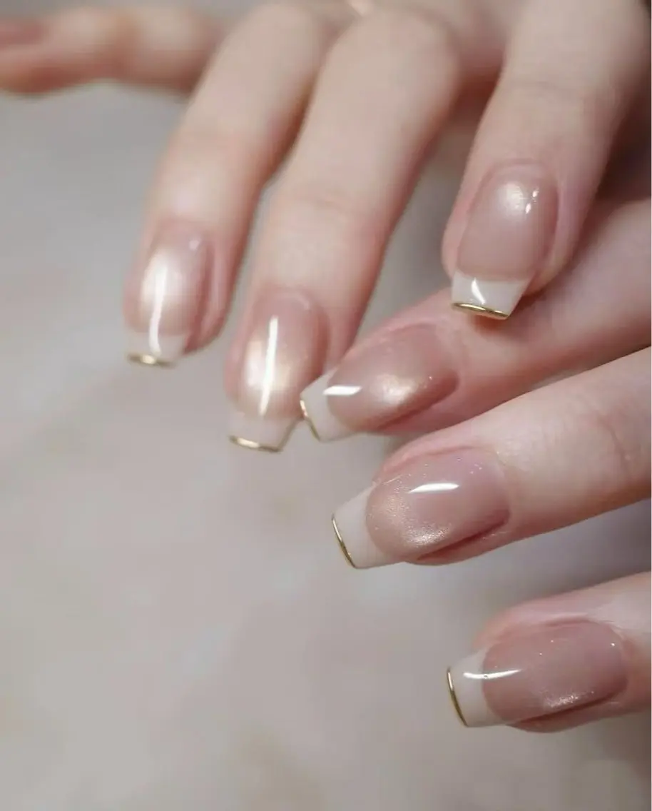 ネイル フラワーネイル フレンチネイル ジェルネイル ガラスフレンチ ハート ハンドネイル BabyYouMi nailのネイルデザイン