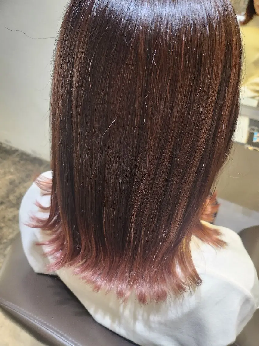ミディアム ピンクラベンダー トリートメント カット ヘアカラー トリートメント デザインカラー Lienのヘアスタイル