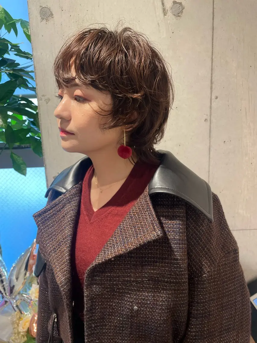 ショート パーマ カット パーマ ショートウルフくせ毛 お任せくださいのヘアスタイル