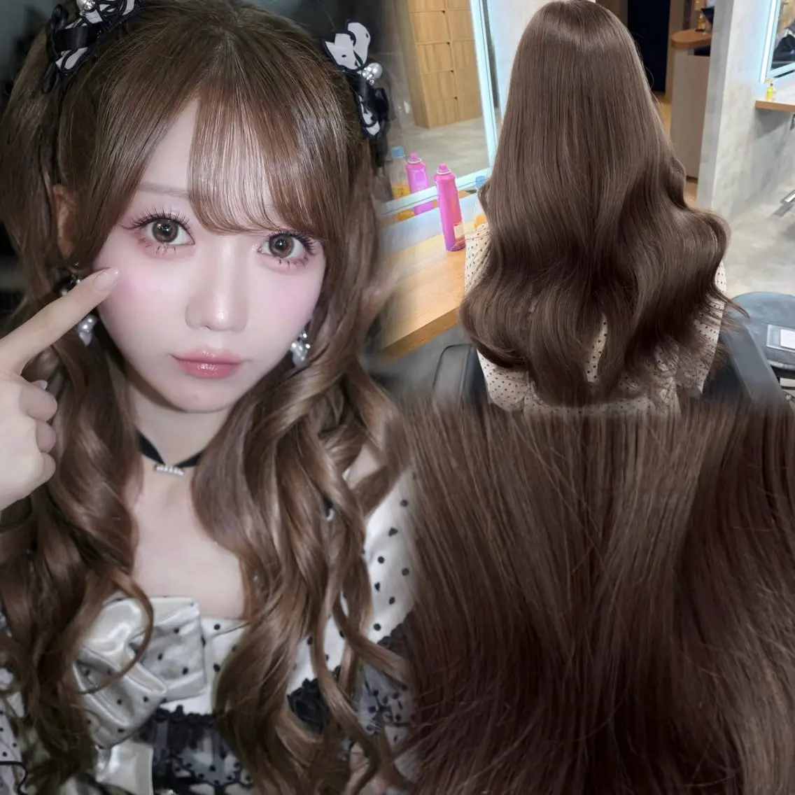 ロング カラー グレージュ ヘアカラー トリートメント ヘッドスパ ヘアセット 淡色/ワンホンヘア 🤍MINORIのヘアスタイル