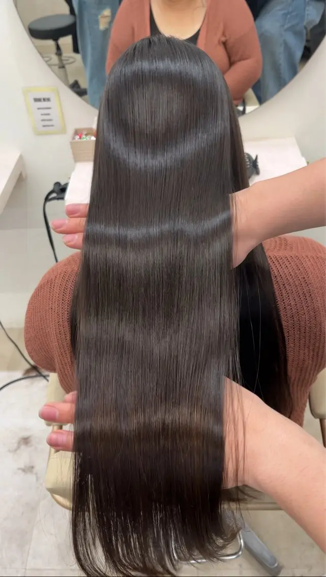 ロング カット ヘアカラー 縮毛矯正 トリートメント 髪質改善/縮毛矯正 梅田茶屋町/西尾祐作のヘアスタイル