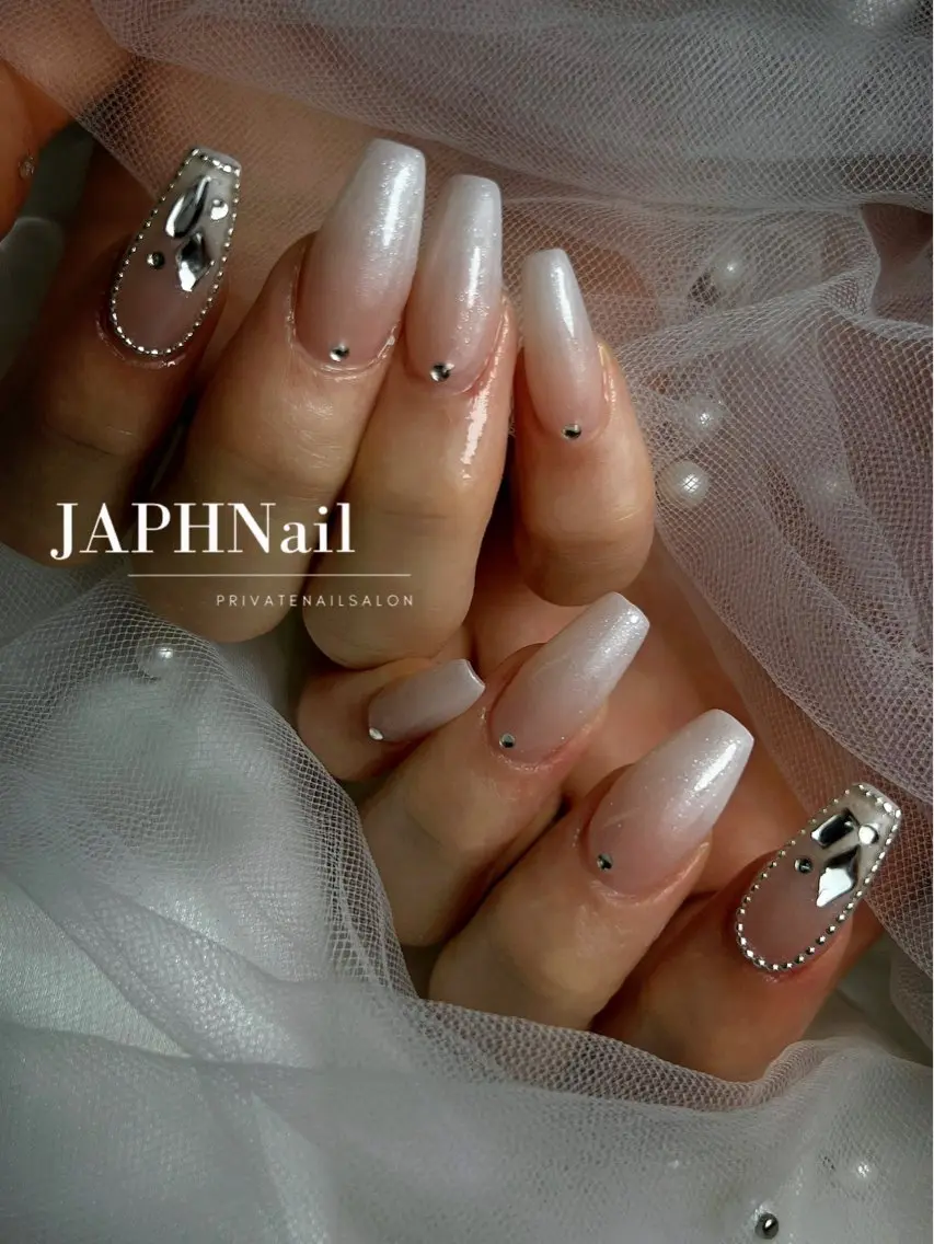 ネイル フラッシュネイル フレンチネイル ロングネイル マグネットネイル 持ち込み NailSalon /JAPHのネイルデザイン