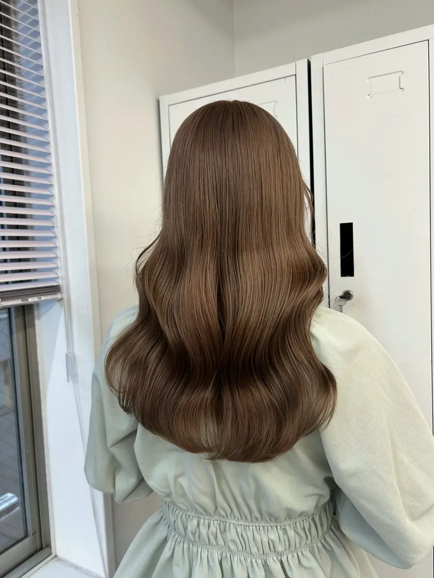 セミロング カラー お団子ヘア ベージュカラー ブラウンカラー ココアブラウン ナチュラルブラウン ヘアカラー トリートメント 💍モテる艶髪 透明感カラー💖のヘアスタイル