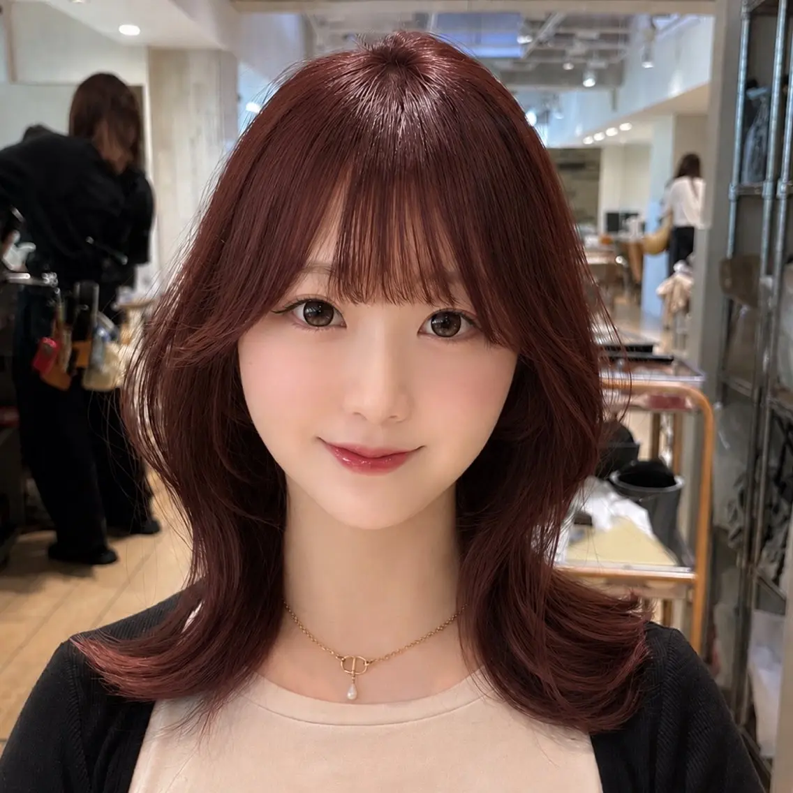 ミディアム ピンクブラウン くびれヘア カット ヘアカラー Ami/くびれヘア /ピンクカラー🌷のヘアスタイル