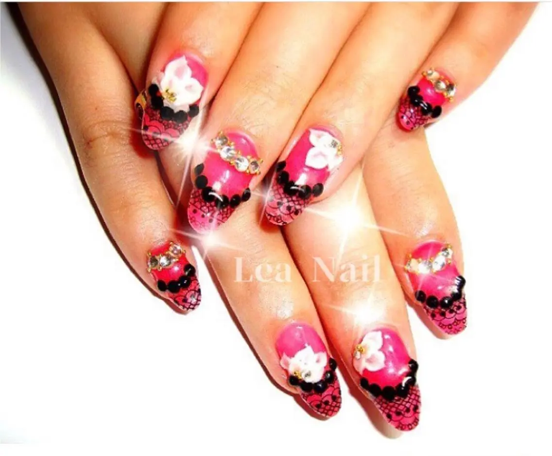 ネイル フラワーネイル フレンチネイル レース Lea Nailのネイルデザイン