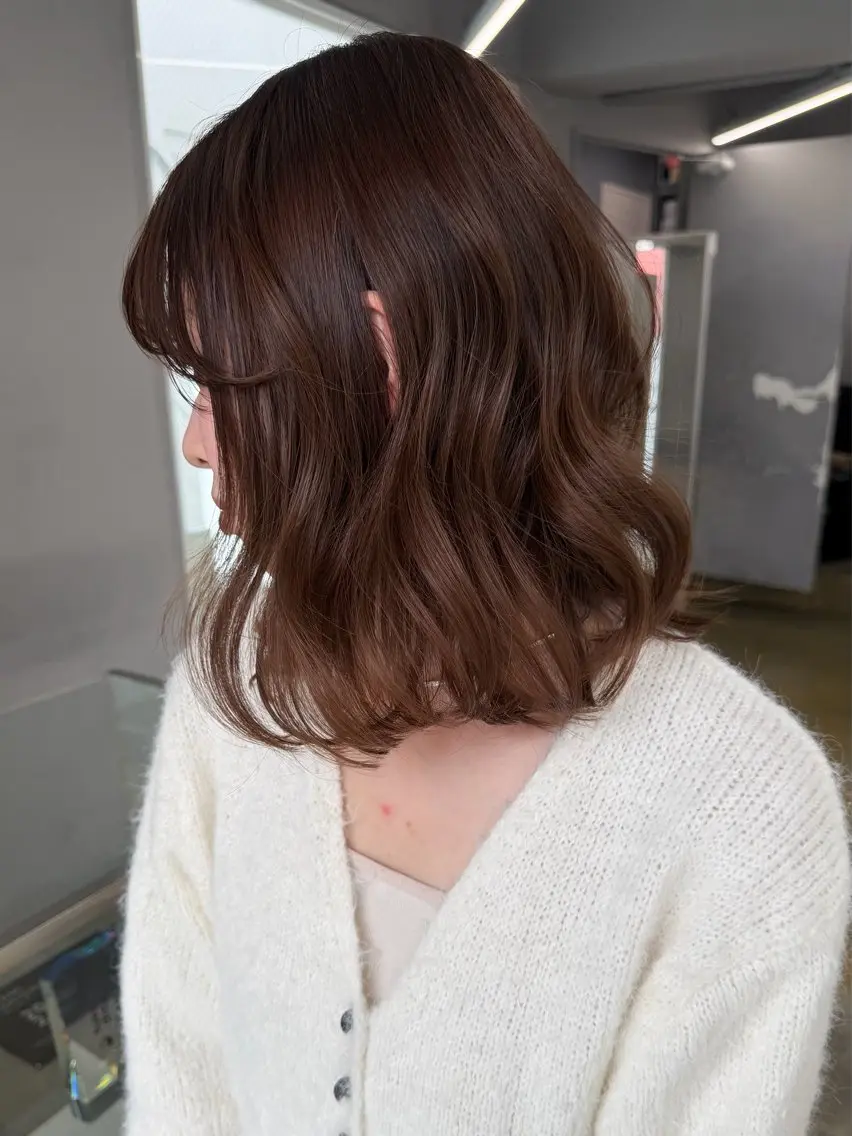 ミディアム カラー カット ヘアカラー トリートメント 愛莉/ラベンダー/ ベージュ/ブラウンのヘアスタイル