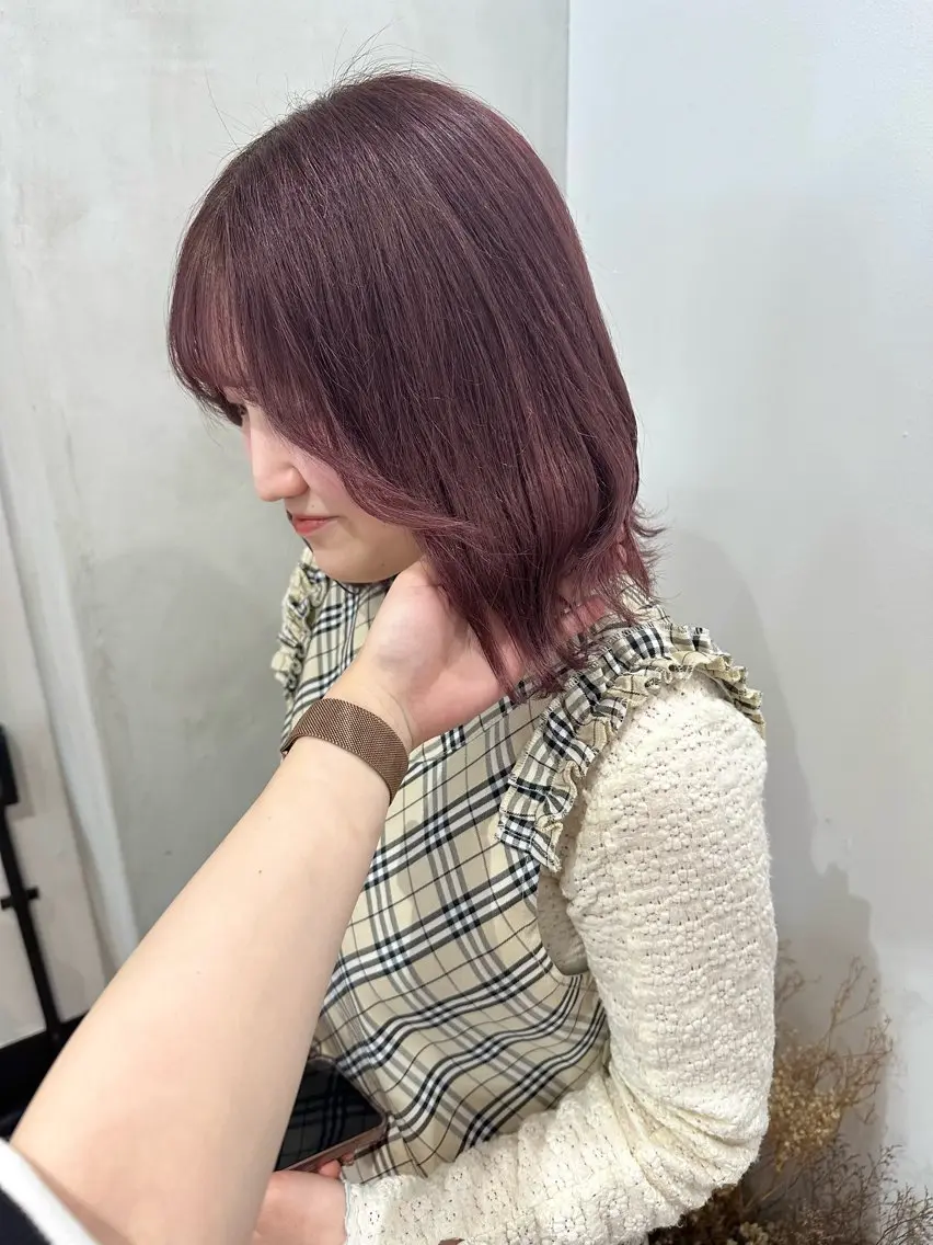 セミロング カラー ヘアアレンジ ヘアカラー トリートメント Himawari♡ 柔らかいカラーのヘアスタイル