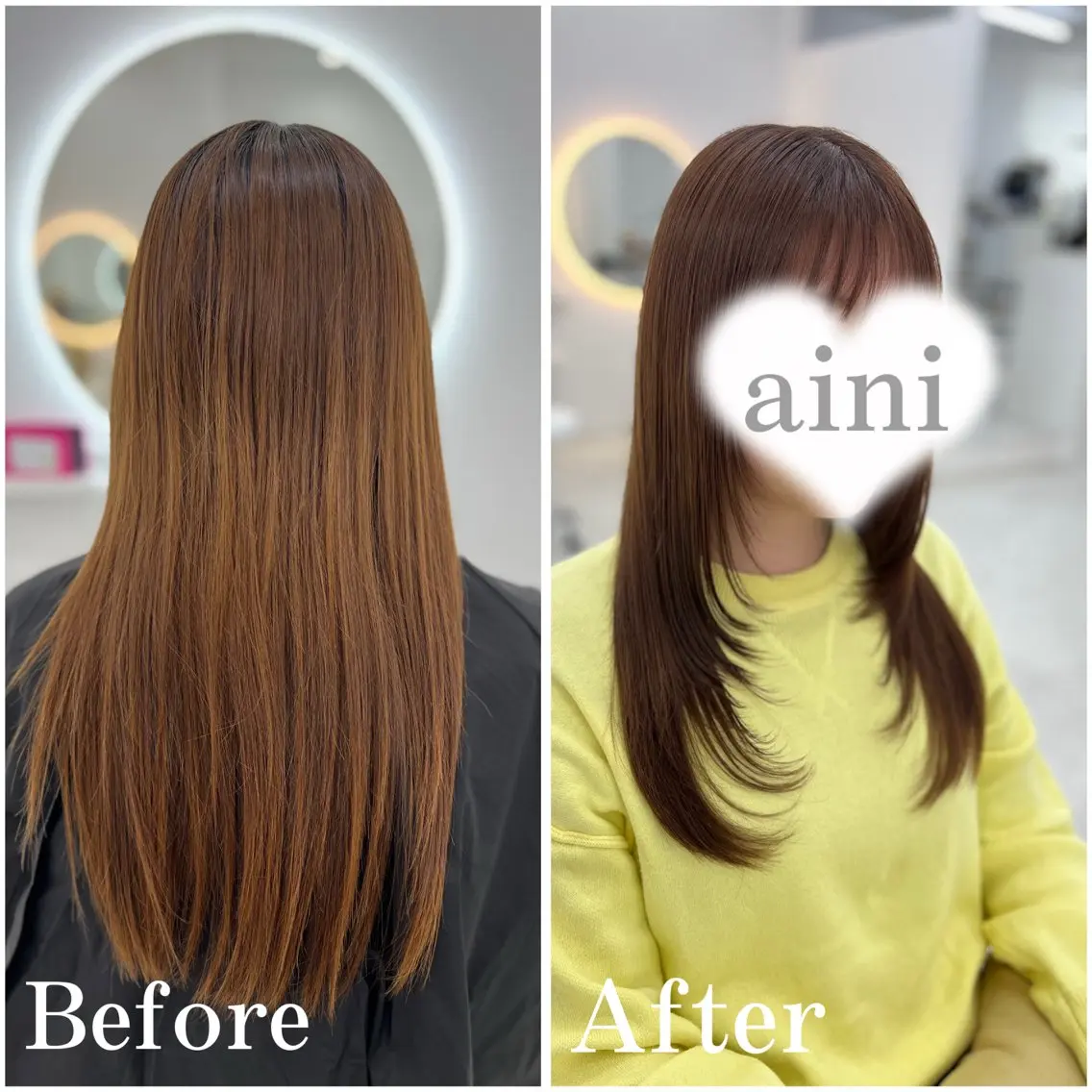 ロング カラー カット ヘアカラー トリートメント ✄﻿aini天王寺 ✄﻿ゆ乃のヘアスタイル