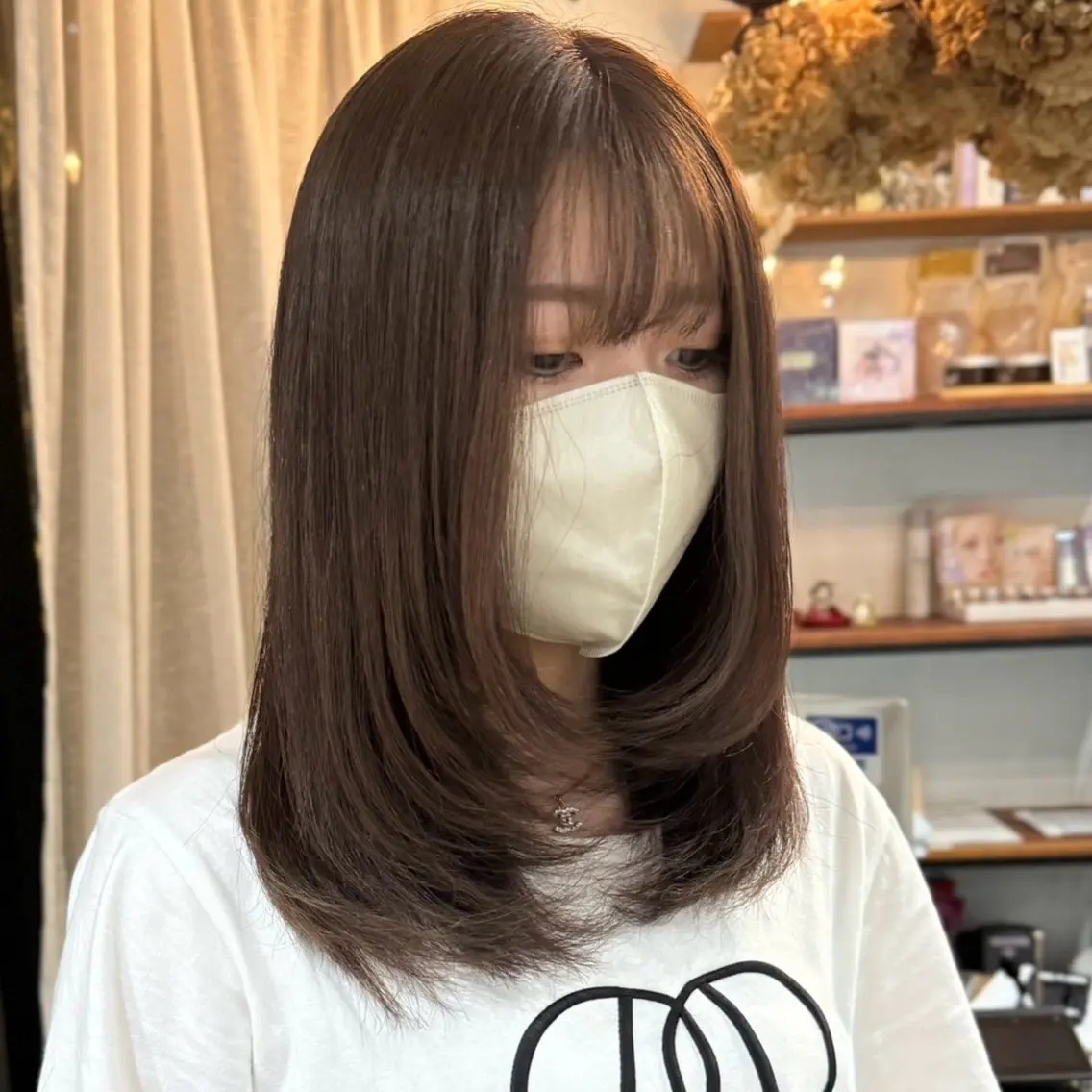 ミディアム カラー ヘアアレンジ レイヤーカット あおい 🍒暖色カラーのヘアスタイル
