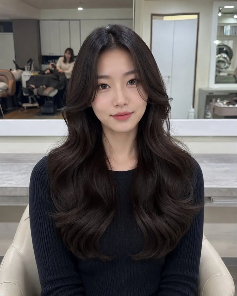 ロング カット ヘアカラー パーマ コテ巻き/パーマ/艶 透明感/荻原凜太郎のヘアスタイル