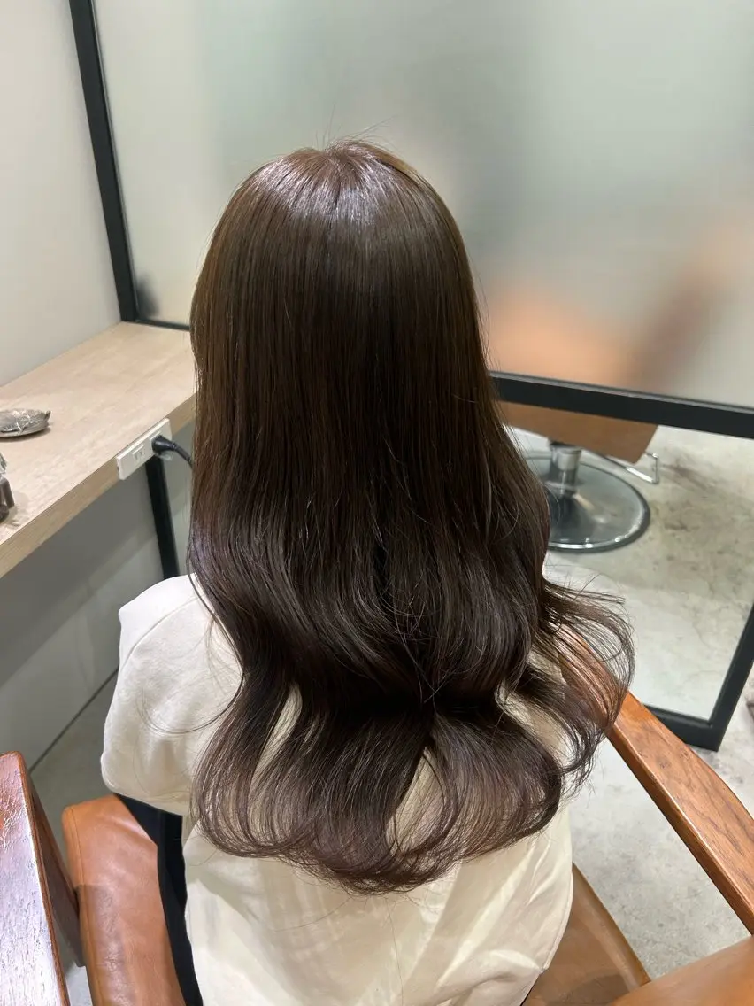 ロング カラー カット トリートメント ヘッドスパ しげ ゆりか/透明感 カラー/顔周りカットのヘアスタイル
