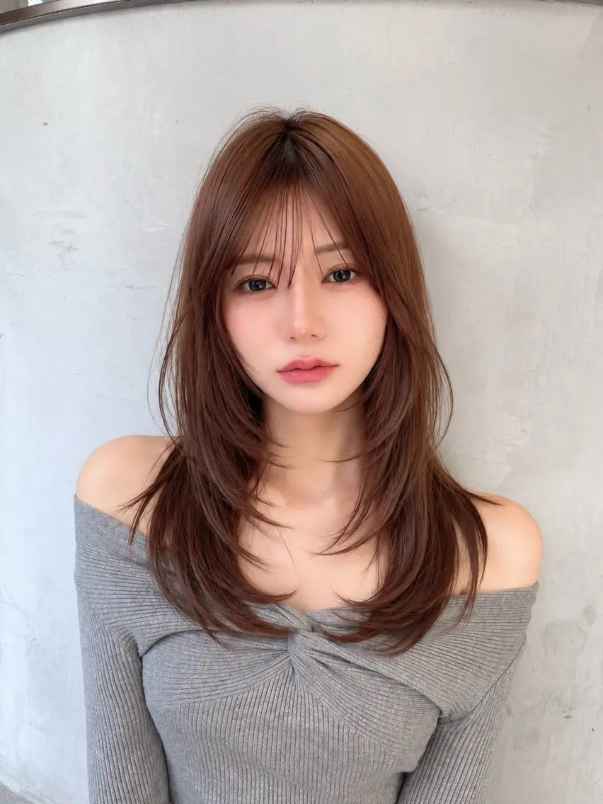 ロング カラー 透明感カラー カット ヘアカラー トリートメント 💙レイヤー縮毛矯正 大宮/虎白💙のヘアスタイル