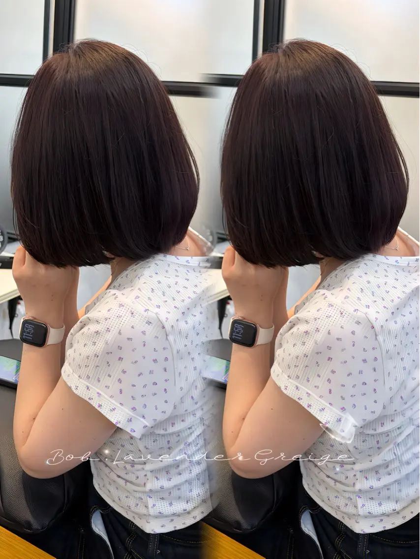 ショート カラー 透明感カラー グレージュ ボブ カット ヘアカラー トリートメント MAKO/モテ髪/ ハイトーン/赤みなしのヘアスタイル