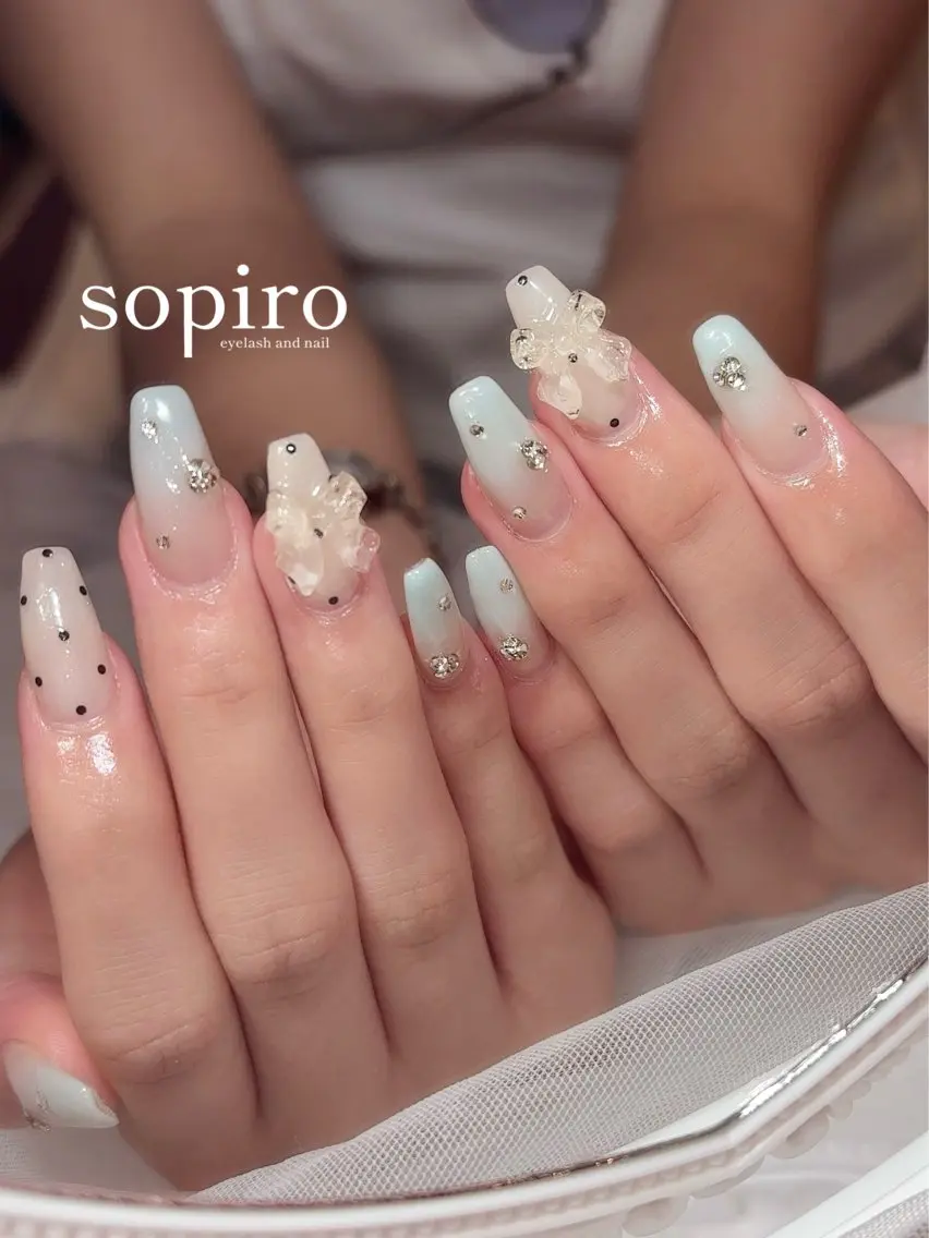ネイル ブルー ハンドネイル sopiro miharuのネイルデザイン